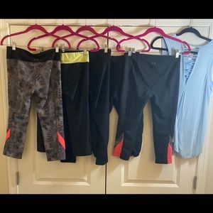3 under Armour, 1 giam, 1 kyodan, 1 90 degrees all leggings size small, top Sz L